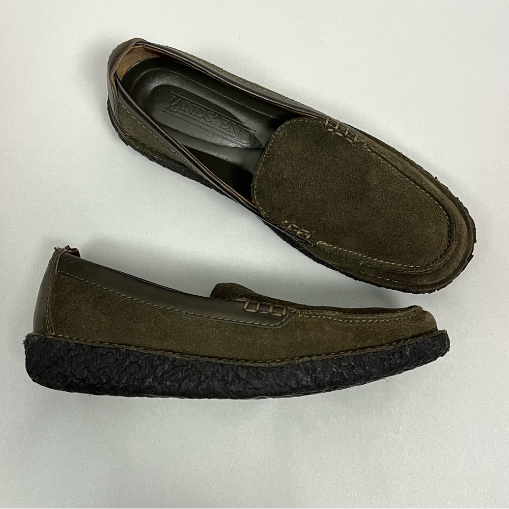 Lands' End Crepe Sole Venetian Slip-On Suede Loafers Size 6